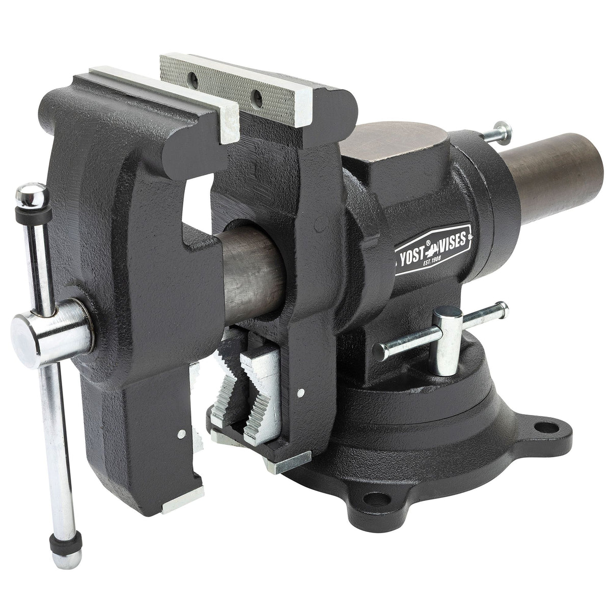 Yost Model 750-DI 5-1/8 Inch Multi Jaw Rotating Combination Pipe and Bench Vise Swivel Base